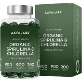 Boma Lecithin Spiruline & chlorelle biologiques [1800 mg] - Comprimés d'algues spiruline biologiques - Idéal pour les smoothies - 200 capsules