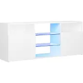 Syfax Meuble TV avec lumières LED blanc 120x30x50 cm
