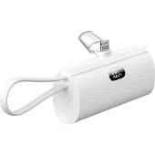 Forcell F-ENERGY Power Plug F5K3 Powerbank 5.000mAh avec connecteur intégré adapté à Lightning 8-PIN PD 20W blanc
