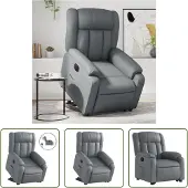 The Living Store Fauteuil relax releveur électrique Gris Similicuir