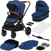 Lionelo Mika 2in1 Combinaison poussette, siège auto, poussette. Auvent, bandoulière pour le transport, matelas, moustiquaire, couvre-jambes, matériau imperméable, roues en caoutchouc.