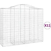 vidaXL Gabions avec arc surélevé 11pcs. 200x50x160/180cm Fer galvanisé
