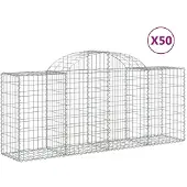 vidaXL Gabions avec arc surélevé 50 pcs. 200x50x80/100cm Fer galvanisé