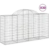 vidaXL Paniers à gabions arqués 30 pcs 200x50x100/120 cm fer galvanisé