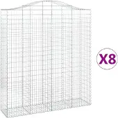 vidaXL Gabions avec arc surélevé 8 pcs. 200x50x220/240cm Fer galvanisé