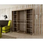 Minio Armoire 180 cm MONACO Blanc / Chêne Sonoma