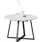 Livinity Table de salle à manger Firenze, 120x120cm extensible, blanc/noir/Noir