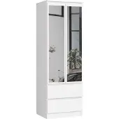 BDW Armoire avec miroir 2 portes 2 tiroirs, blanc