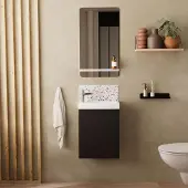 MOB-IN Meuble lave-mains LISA + robinet chromé + miroir rectangulaire