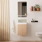 MOB-IN Meuble lave-mains LISA + robinet chromé + miroir rectangulaire