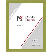 MendeFrames Cadre en bois massif, verre de musée, dimensions 24x30 cm, finition vert imitation bois, modèle H120