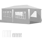 Fiqops Pavillon Camping Tente de réception robuste 3x6m pratique blanc
