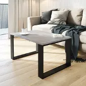 AKKE Table basse en béton avec pieds noirs LxlxH : 80x35x45 cm