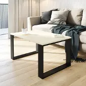 AKKE Table basse vanille avec pieds noirs LxlxH : 100x55x45 cm