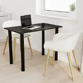 AKKE Stein Black Fosil Table avec pieds noirs LxlxH : 70x60x74 cm
