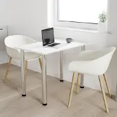 AKKE Blanc Table de cuisine avec pieds chromés LxlxH : 60x50x74 cm