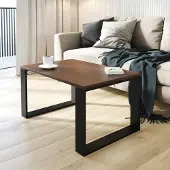 AKKE Table basse en noyer avec pieds noirs LxlxH : 80x35x55 cm