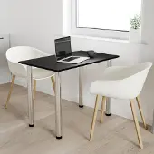 AKKE Table de cuisine noire avec pieds chromés LxlxH : 50x50x74 cm