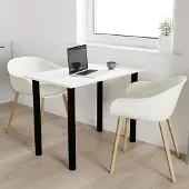 AKKE Blanc Table avec pieds noirs LxlxH : 80x35x74 cm