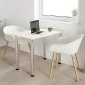 AKKE Table de cuisine vanille avec pieds chromés LxlxH : 60x40x74 cm