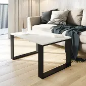 AKKE Blanc Craft Table basse avec pieds noirs LxlxH : 50x50x45 cm