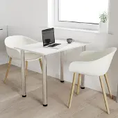 AKKE Blanc Craft Table de cuisine avec pieds chromés LxlxH : 60x50x74 cm