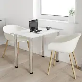 AKKE Table de cuisine gris clair avec pieds chromés LxlxH : 100x55x74 cm