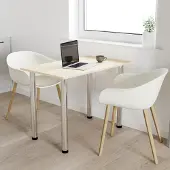 AKKE Table de cuisine en érable avec pieds chromés LxlxH : 90x50x74 cm