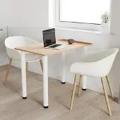 AKKE chêne clair table à manger avec pieds blancs LxlxH : 120x60x74 cm