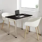 AKKE Table de cuisine wengé avec pieds chromés LxlxH : 80x60x74 cm