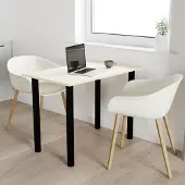 AKKE Table vanille avec pieds noirs LxlxH : 50x50x74 cm