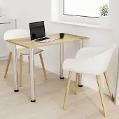 AKKE Artisan chêne Table de cuisine avec pieds chromés LxlxH : 100x60x74 cm