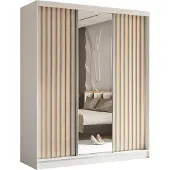 AX Living Miroir armoire chambre coulissante Cabinio blanc chene 180