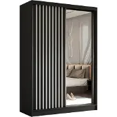 AX Living Armoire porte coulissante miroir Cabinio armoire blanche 150