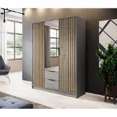 Minio Armoire avec miroir NELLY 3D Chêne Artisan / Gris