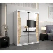 Minio Armoire 150 cm MONACO Blanc / Chêne Sonoma