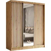 AX Living Miroir armoire chambre coulissante Cabinio chene blanc 180