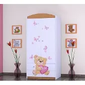 BDW Armoire, 2 portes, 2 tiroirs, penderie, 180x90 cm, hêtre