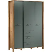 AX Living Armoire à tiroirs Iseonia S3P3T - 138cm, chene Wotan & Green