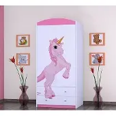BDW Armoire, 2 portes, 2 tiroirs, penderie, 180x90 cm, rose
