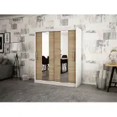 Minio Armoire 180 cm Blanc mat / Chêne Sonoma