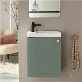 MOB-IN Meuble lave-mains AVA vert de gris + robinet noir
