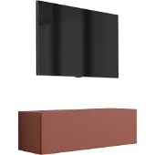 3Xeliving Meuble TV : Rouge brique, 100 x 34 x 32 cm