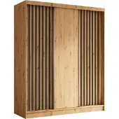 AX Living Armoire à portes coulissantes Cabinio chene artisan noir 180