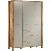 AX Living Armoire à tiroirs Iseonia S3P3T - 138cm, chene Wotan & Beige