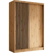 AX Living Armoire portes placard coulissantes Cabinio chene noir 150cm