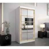 Minio Armoire 100 cm ROMA 2 Blanc / Chêne Sonoma