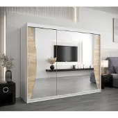 Minio Armoire 250 cm MONACO Blanc / Chêne Sonoma