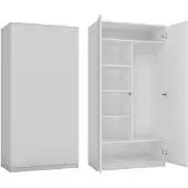 BDW Armoire 2 portes, 6 tablettes, blanc, 180x90x50