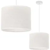 Light11 HOME Suspension En Jute Blanche 1 Abat-Jour Plat Blanc 20Cm E27